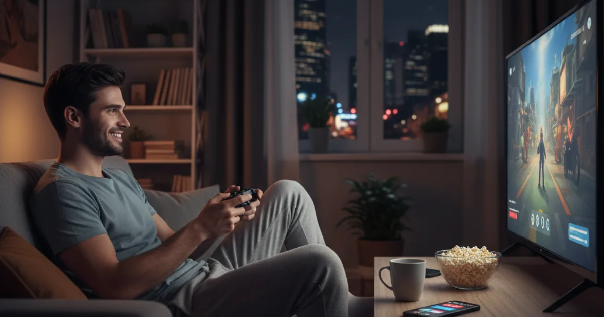 ゲームをする男性