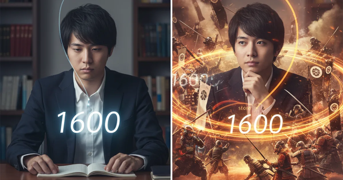 歴史の年号を覚えようとする男性