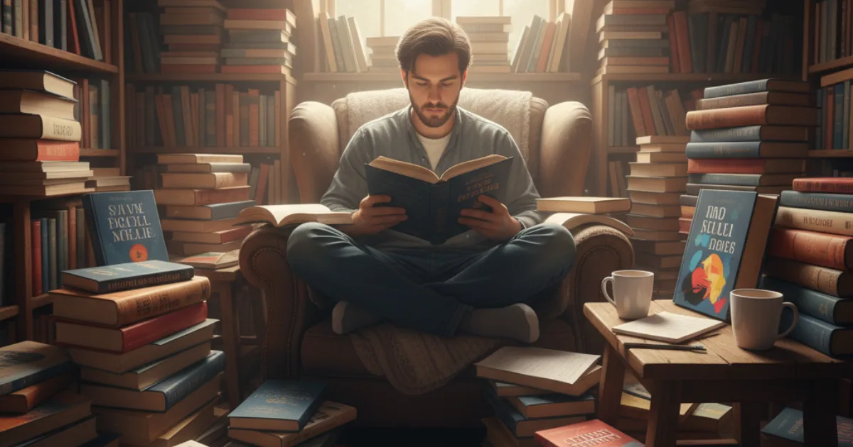 本を読み漁る男性