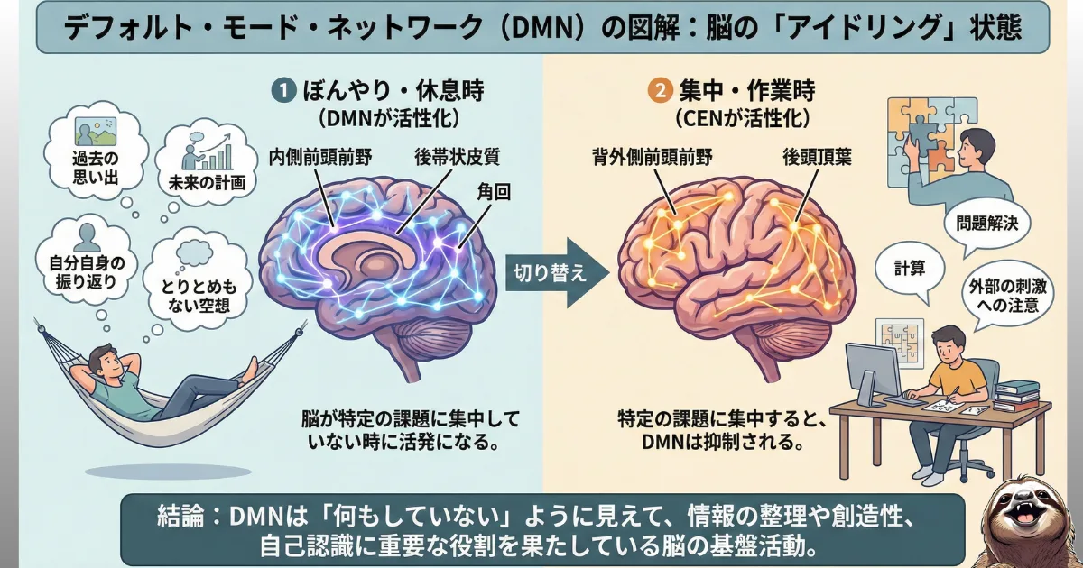 デフォルト・モード・ネットワークのわかりやすい図