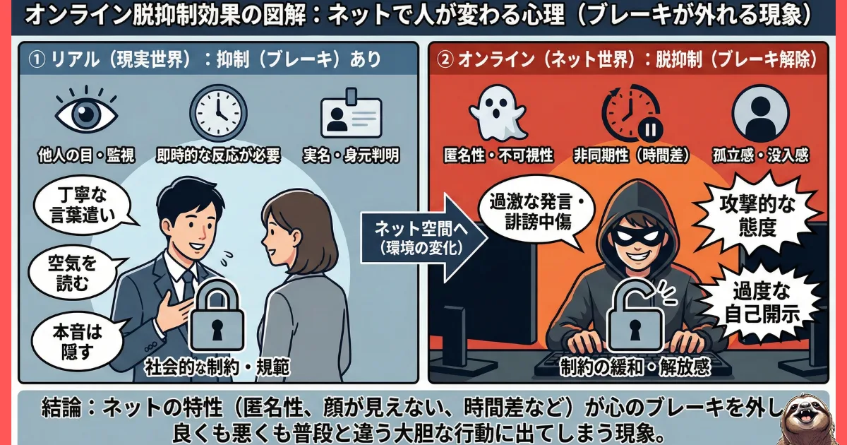 オンライン脱抑制効果の図解