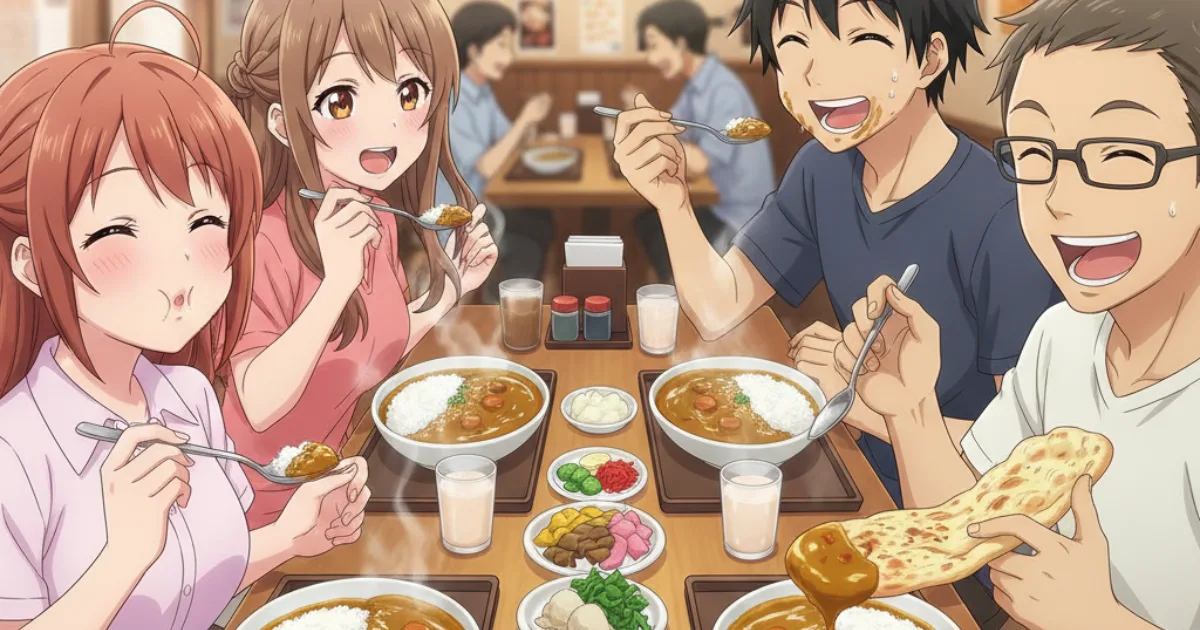 カレーを食べる人達