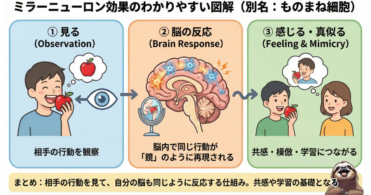 ミラーニューロン効果のわかりやすい図
