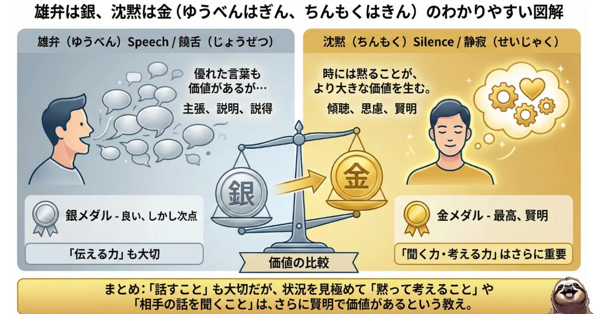 雄弁は銀沈黙は金のわかりやすい図