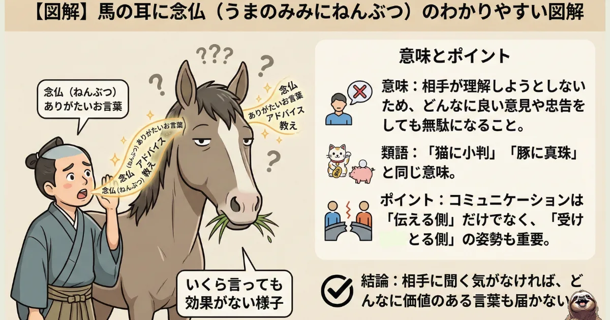 馬の耳に念仏のわかりやすい図