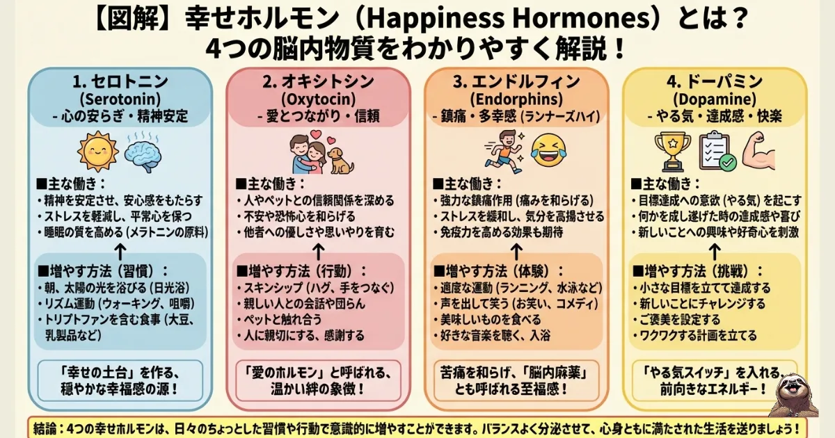 幸せホルモンのわかりやすい図