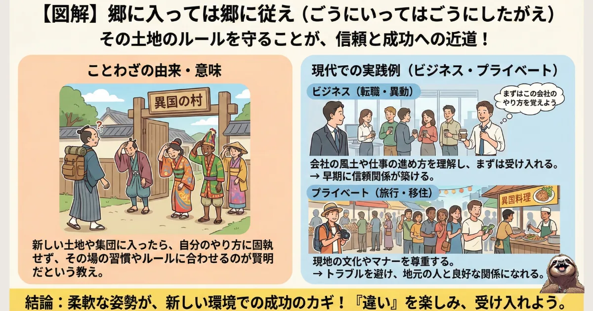 郷に入っては郷に従えのわかりやすい図