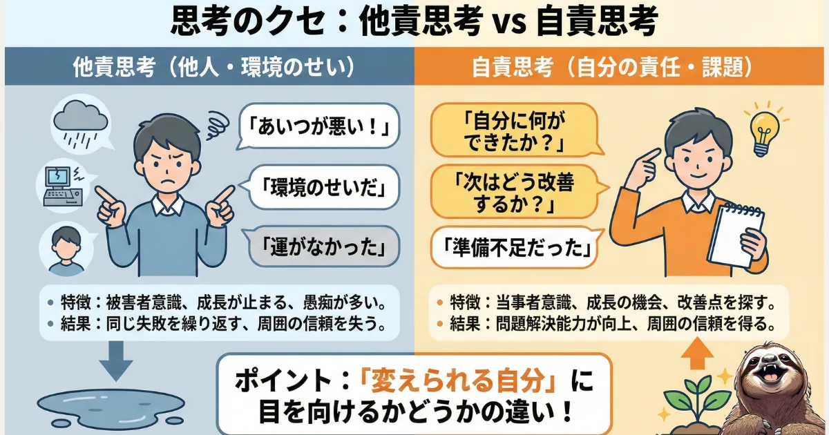 他責思考と自責思考のわかりやすい図