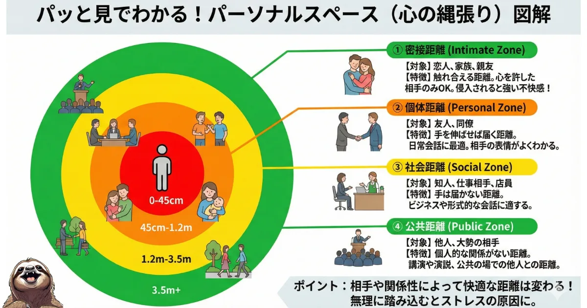 パーソナルスペースがパッと見でわかる図