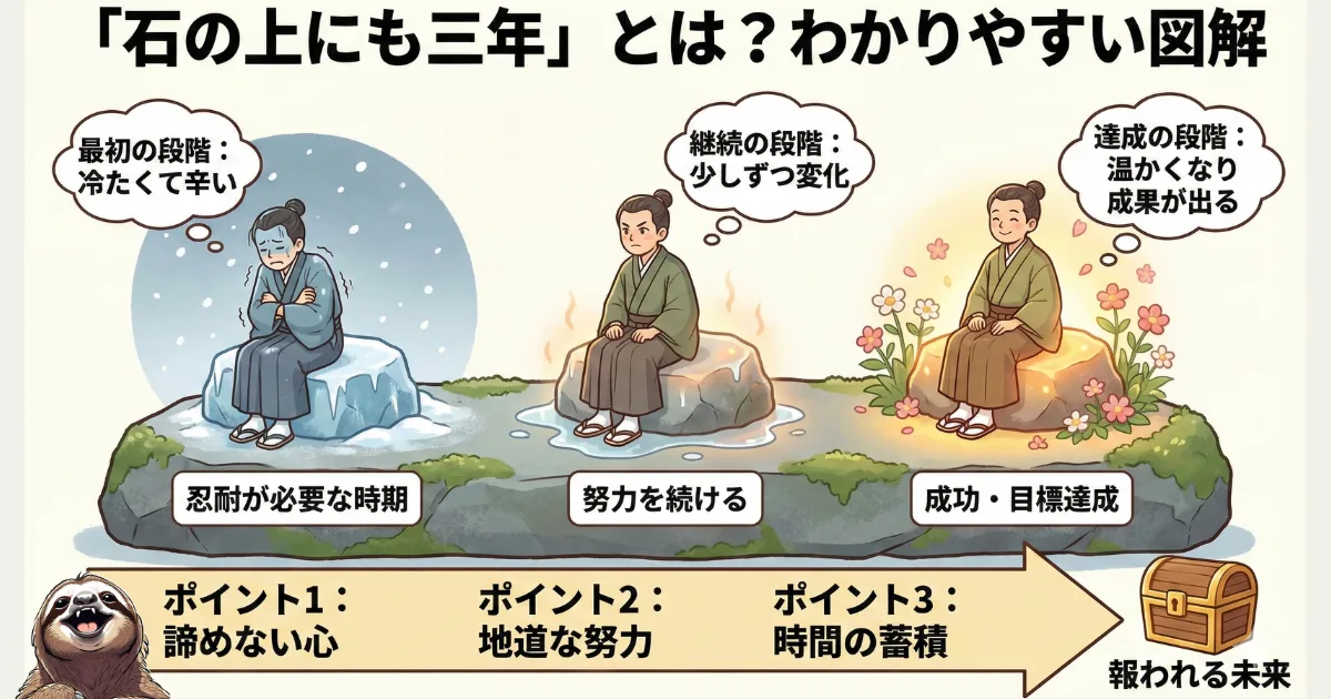 石の上にも三年のわかりやすい図