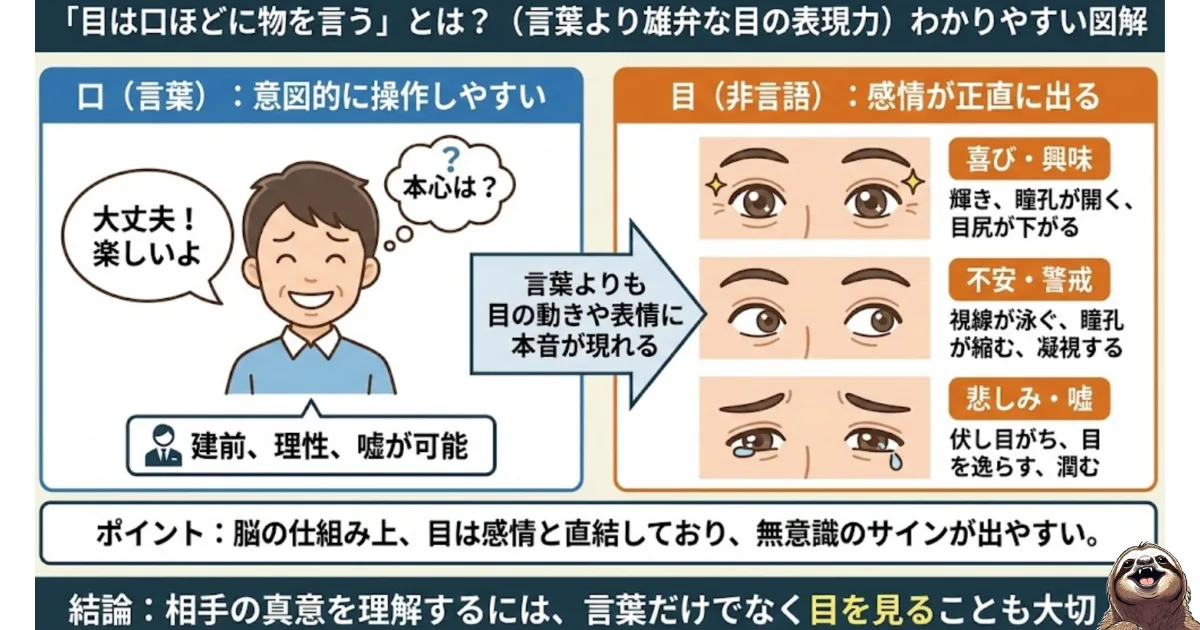 目は口ほどに物を言うのわかりやすい図
