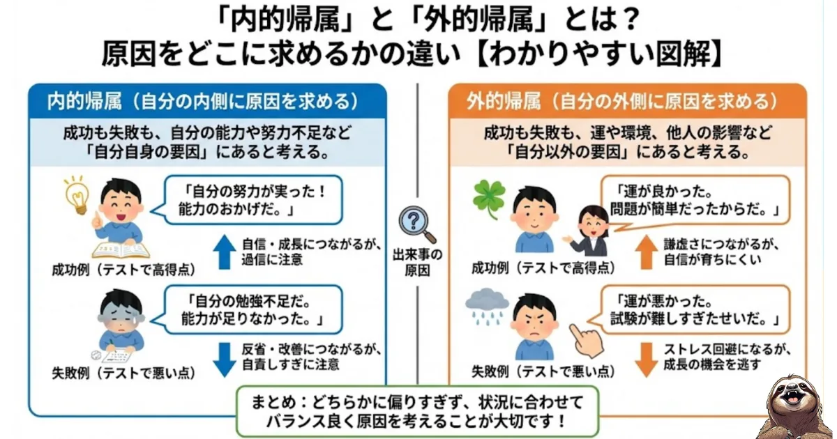 内的帰属と外的帰属のわかりやすい図