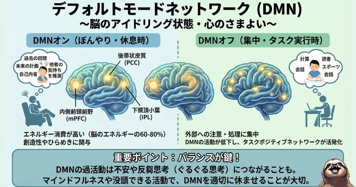 デフォルトモードネットワークのわかりやすい図解